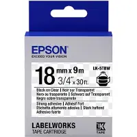 Epson LK-5TBW extra klevende tape zwart op transparant 18mm (origineel)