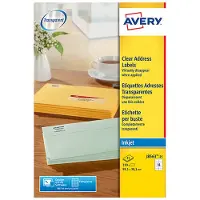 Avery Zweckform AVERY Transparante verzendetiketten voor inkjet J8563-25 Permanent klevend A4 Transparant 99,1 x 38,1 mm 25 Vellen à 14 Etiketten