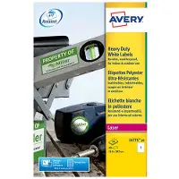 Avery L4775-20 ultra-sterke etiketten ft 210 x 297 mm (b x h), 20 etiketten, wit