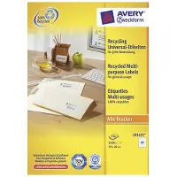 Avery Zweckform Etiketten AVERY : Zweckform, voor printertype inkjet/laser, rechthoekig, duurzaam, A4-formaat, papier, natuurwit, 2400 etiketten, B 70 x H 36 mm
