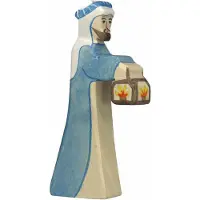 Holztiger Houten figuur - Herder met lamp 2 - Handgeschilderd - Europese productie