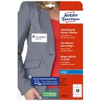 Avery naambadge etiketten – 50 x 80 mm – wit – 20 vellen – 10 per vel – PVC-vrij folie
