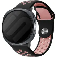 Strap-it Siliconen sport bandje met druksluiting - geschikt voor Samsung Galaxy Watch 8 - 40mm / Galaxy Watch 8 - 44mm / Galaxy Watch 8 Classic (zwart/roze)