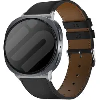 Strap-it Leren band - Bandje leer met gespsluiting - geschikt voor Samsung Galaxy Watch 8 - 40mm / Galaxy Watch 8 - 44mm / Galaxy Watch 8 Classic (zwart)