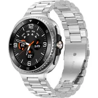 Strap-it Stalen schakel band - RVS bandje met vlindersluiting geschikt voor Samsung Galaxy Watch 8 - 40mm / Galaxy Watch 8 - 44mm / Galaxy Watch 8 Classic (zilver)