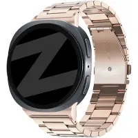 Bandz Stalen schakel band 'Classic' - Hoogwaardig RVS bandje geschikt voor Samsung Galaxy Watch 8 - 40mm / Galaxy Watch 8 - 44mm / Galaxy Watch 8 Classic - inclusief inkortset (rosé goud / rose gold)