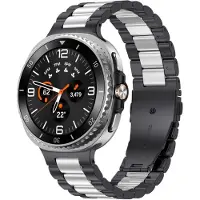 Strap-it Stalen schakel band - RVS bandje met vlindersluiting geschikt voor Samsung Galaxy Watch 8 - 40mm / Galaxy Watch 8 - 44mm / Galaxy Watch 8 Classic (zwart/zilver)