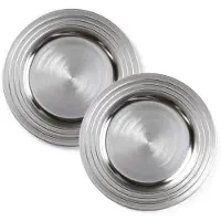 Inge-glas Onderborden - 8x - zilver - 33 cm - rond - kunststof - Diner/kerstdiner borden - Onderbord / kaarsenbord / onderzet bord
