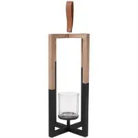 Senza kandelaar hout zwart/naturel 40cm zwart Hout Kandelaar