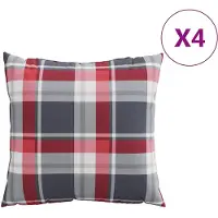 vidaXL Bankkussens 4 stuks Rood Geruit Patroon 50x50 cm Stof