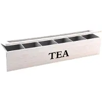Svenska Living Theekist hout 6-vaks 9x43x9cm wit wit Hout Theedoos