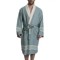 Lalay Gevoerde Hamam Badjas Krem Sultan Almond Green - XL - Hotelkwaliteit - Sjaalkraag - Luxe badjas - Badstof - Sauna Badjas - Ochtendjas - Badmantel