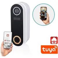 Alpina Smart Home Draadloze Video-Deurbel met Camera en Wifi - Full HD - Intercom - Werkt op Interne Oplaadbare Batterijen - Nachtzicht - Bewegingssensor - IP65 - Wit
