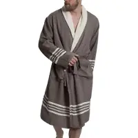 Lalay Gevoerde Hamam Badjas Krem Sultan Khaki - M - Hotelkwaliteit - Sjaalkraag - Luxe badjas - Badstof - Sauna Badjas - Ochtendjas - Badmantel
