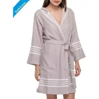 Lalay - Hamam Badjas Sun - taupe - L - dames badjas - sauna badjas - korte badjas - badjas met capuchon - dunne badjas