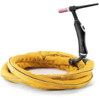 WELDAS laskabelhoes, lichtbruin split rundleer, 2,5 meter lengte en 37 mm diameter, ritssluiting