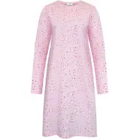 Gaubert Essential Dames Nachthemd Lange Mouw - Premium Gekamd Katoen - All-Over Print Tiny Hearts - Roze - Maat L - GB-6806