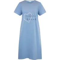 Gaubert Essential Dames Nachthemd Korte Mouw - Premium Gekamd Katoen - Coffee Break - Baby Blauw - Maat M - GB-6807