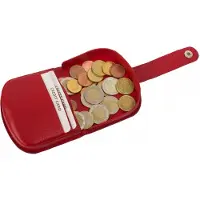 Houtkamp Compacte portemonnee voor kleingeld - Padvindersportemonnee - Echt Leder - Ruimte voor Muntgeld en Pasjes - Rood