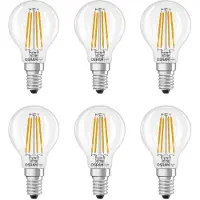 Osram 6x LED lamp E14 | Kogel P45 | Filament | Helder | 2700K | Dimbaar | 5.9W (60W)