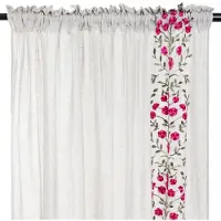HOMEDE - Gordijn - DARLA met Geborduurde Bloemen - 140x250 cm