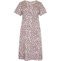 Gaubert Essential Dames Nachthemd Korte Mouw - Premium Gekamd Katoen - Panterprint - Roze - Maat L - GB-6810