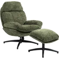 Molecule Groene Moderne Fauteuil Met Voetbank 817VE Draaibare Basis