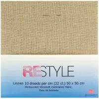 Pipoos linnen borduurstof 22 count - 50x50 cm naturel