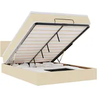 vidaXL Bed poef met matras en LED's stof 140x190 cm crème