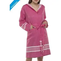 Lalay Hamam badjas Sun fuchsia van Lalay - korte badjas met capuchon (maat S t/m XXL) (10+ kleuren)