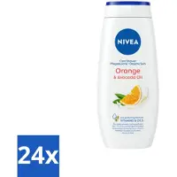 Nivea 24 x - Douchegel - Orange - Voelbaar Gladde Huid - 250 ml - Douchegel - Huid Verzorging - Bamboemelk - Sinaasappelgeur - Voedende Douchegel
