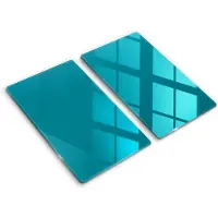 Wallfluent Glazen Snijplanken - Turkoois Snijplanken Glas - 2 stucks 30 cm x 52 cm - Turkoois Snijplanken van Glas - Snijplank van Glas - Hygiënische Snijplank van Glas - Antislip Hakplank van Glas