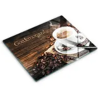Wallfluent Glazen Snijplanken - Goedemorgen! Snijplanken Glas - 40 cm x 52 cm - Bruin Snijplanken van Glas - Glazen Serveerplank - Decoratieve Glazen Snijplank - Glazen Snijplank met Antislip