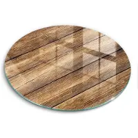 Wallfluent Glazen Snijplanken - Houtstructuur planken Snijplanken Glas - f30 cm - Bruin Snijplanken van Glas - Glazen Keukenplank - Decoratieve Glazen Snijplank - Glazen Snijplank met Antislip