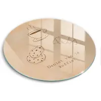 Wallfluent Glazen Snijplanken - Motief, Lekker kopje koffie! Snijplanken Glas - fi40 cm - Bruin Snijplanken van Glas - Glazen Snijplank - Hygiënische Snijplank van Glas - Antislip Hakplank van Glas