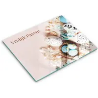 Wallfluent Glazen Snijplanken - Vrolijk Pasen! Snijplanken Glas - 40 cm x 52 cm - Veelkleurig Snijplanken van Glas - Glazen Serveerplank - Hygiënische Snijplank van Glas - Antislip Hakplank van Glas