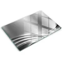 Wallfluent Glazen Snijplanken - Metalen structuur Snijplanken Glas - 80 cm x 52 cm - Zilver Snijplanken van Glas - Glazen Keukenplank - Design Glazen Snijplank Keuken - Antislip Glazen Serveerplank