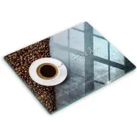 Wallfluent Glazen Snijplanken - Kopje koffie, Fijne dag! Snijplanken Glas - 40 cm x 52 cm - Grijs Snijplanken van Glas - Glazen Hakplank - Hygiënische Snijplank van Glas - Antislip Hakplank van Glas