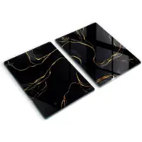 Wallfluent Glazen Snijplanken - Zwart marmer Snijplanken Glas - 2 stucks 40 cm x 52 cm - Zwart Snijplanken van Glas - Glazen Snijplank - Glazen Snijplank Voor Keuken - Antislip Glazen Snijplank