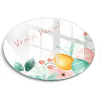 Wallfluent Glazen Snijplanken - Vrolijk Pasen! Snijplanken Glas - fi40 cm - Veelkleurig Snijplanken van Glas - Glazen Snijplank - Snijplank van Glas met Print - Antislip Keuken Snijplank Glas