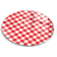 Wallfluent Glazen Snijplanken - Rood en wit geblokt Snijplanken Glas - f40 cm - Rood Snijplanken van Glas - Keuken Snijplank Glas - Design Glazen Snijplank Keuken - Antislip Glazen Serveerplank