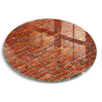 Wallfluent Glazen Snijplanken - Bakstenen muur Snijplanken Glas - f30 cm - Rood Snijplanken van Glas - Snijplank van Glas - Snijplank van Glas met Print - Antislip Keuken Snijplank Glas