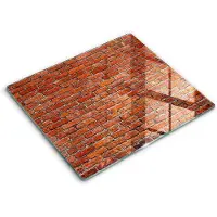Wallfluent Glazen Snijplanken - Bakstenen muur Snijplanken Glas - 60 cm x 52 cm - Rood Snijplanken van Glas - Glazen Hakplank - Hygiënische Snijplank van Glas - Antislip Hakplank van Glas