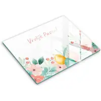 Wallfluent Glazen Snijplanken - Vrolijk Pasen! Snijplanken Glas - 40 cm x 52 cm - Veelkleurig Snijplanken van Glas - Glazen Keukenplank - Snijplank van Glas met Print - Antislip Keuken Snijplank Glas
