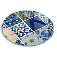 Wallfluent Glazen Snijplanken - Decoratieve tegels Snijplanken Glas - f30 cm - Blauw Snijplanken van Glas - Glazen Serveerplank - Hygiënische Snijplank van Glas - Antislip Hakplank van Glas