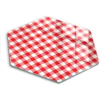 Wallfluent Glazen Snijplanken - Rood en wit geblokt Snijplanken Glas - h40 cm - Rood Snijplanken van Glas - Glazen Serveerplank - Design Glazen Snijplank Keuken - Antislip Glazen Serveerplank