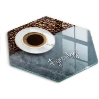 Wallfluent Glazen Snijplanken - Kopje koffie, Fijne dag! Snijplanken Glas - h40 cm - Grijs Snijplanken van Glas - Glazen Keukenplank - Hygiënische Snijplank van Glas - Antislip Hakplank van Glas