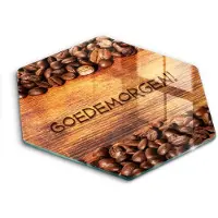 Wallfluent Glazen Snijplanken - Koffiebonen, Goedemorgen! Snijplanken Glas - h40 cm - Bruin Snijplanken van Glas - Glazen Hakplank - Design Glazen Snijplank Keuken - Antislip Glazen Serveerplank