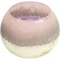 Countryfield theelichthouder Katica glas roze/antiek zilverkleurig M 10 cm