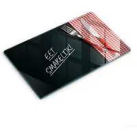 Wallfluent Glazen Snijplanken - Eet smakelijk! Snijplanken Glas - 30 cm x 52 cm - Veelkleurig Snijplanken van Glas - Snijplank van Glas - Decoratieve Glazen Snijplank - Glazen Snijplank met Antislip